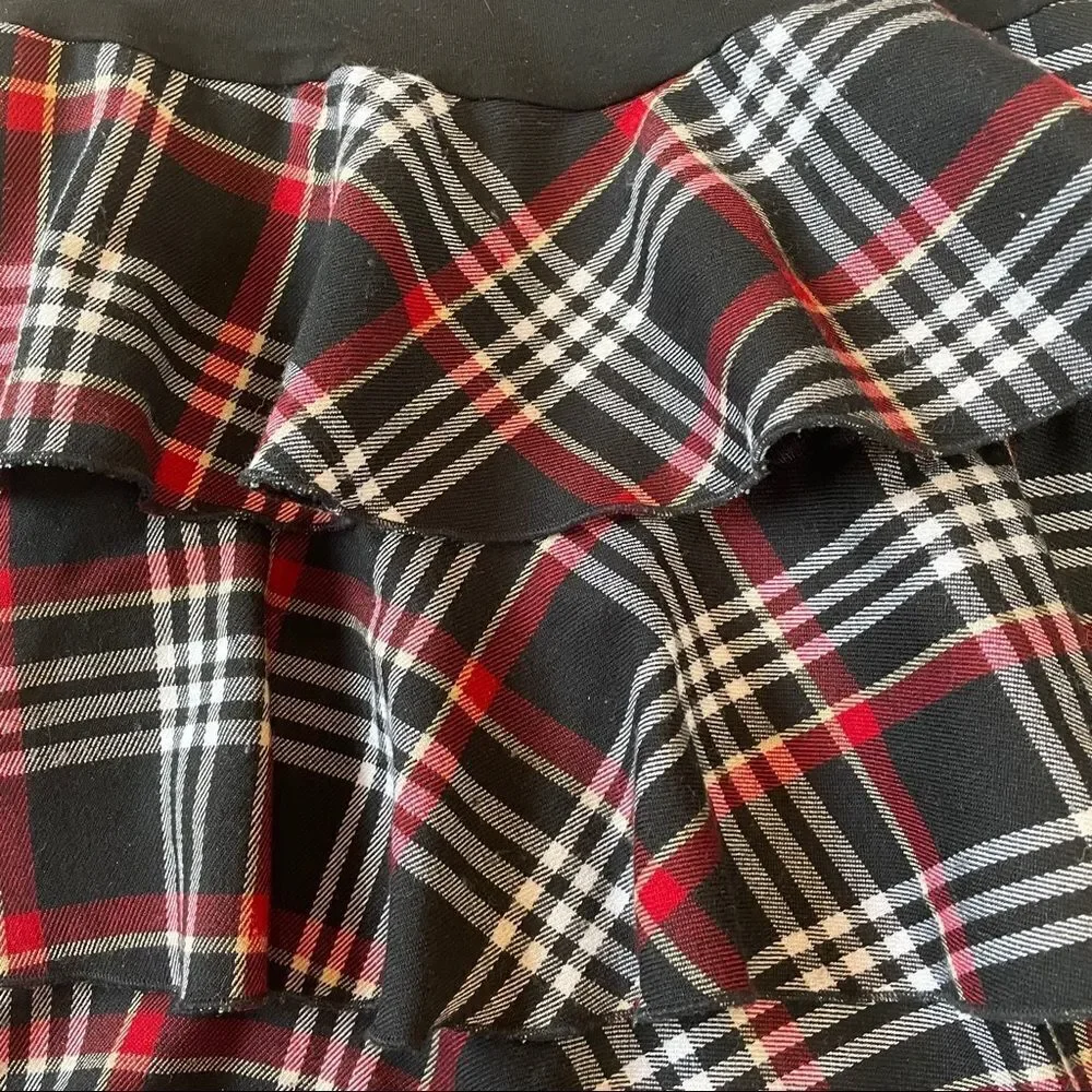 Plaid Ruffle Tiered Skirt